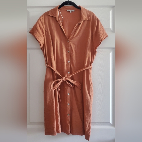 Love Tree Terracotta Button-Down Midi Dress - Picture 1 of 7